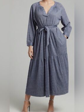 Felicité Navy Midi Cotton Dress